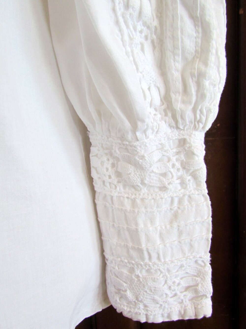 LAURA ASHLEY VICTORIAN BLOUSE, S, VINTAGE COTTON LACE, GIBSON GIRL PUFFED SLEEVE - Picture 3 of 9